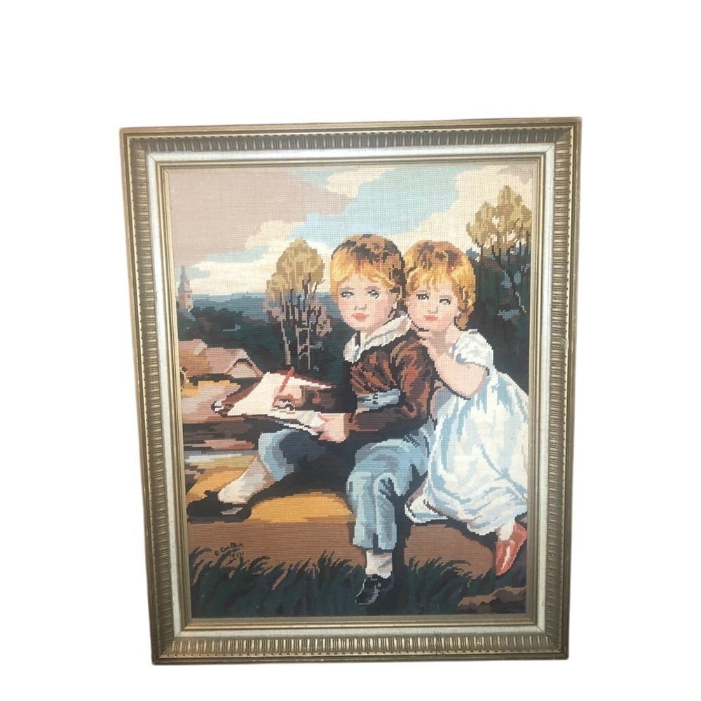 Framed Vintage Needlepoint Art